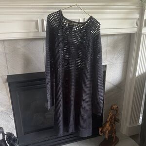 Gray-Navy Knit Sweater Dress
